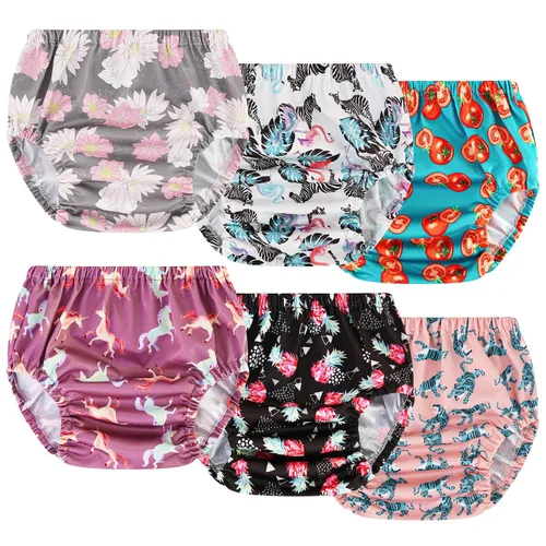 Vista 7 de Joyo roy 6 piezas de pañales de tela impermeable, ropa interior de plástico reutilizable para niños pequeños, fundas de pañales para niños, ropa