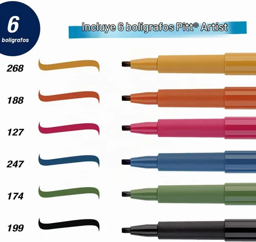Vista 2 de Faber-Castell Calligraphy Pitt Artist Pen Set - Juego de bolígrafos de caligrafía multicolor (6 unidades)