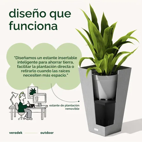 Vista 8 de Veradek Pure Series - Maceta cónica alta para exteriores con estante Hecho de plástico duradero con un estante de inserción extraíble. Decoración