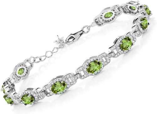 Vista 7 de Gem Stone King 7-14 Cttw Oval Gemstone Birthstone Tennis Bracelet For Women 925 Sterling Silver Oval 6X4MM 7 Inch With 1 Inch Extender Fine