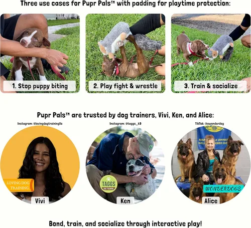 Vista 4 de Milunova Pupr Pals - Marioneta de juguete para perros y gatos con acolchado resistente para un juego interactivo seguro, protección para evitar que