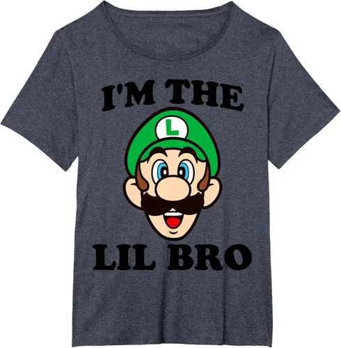 Vista 26 de Super Mario Camiseta de retrato Luigi I'm The Lil Bro, Blanco