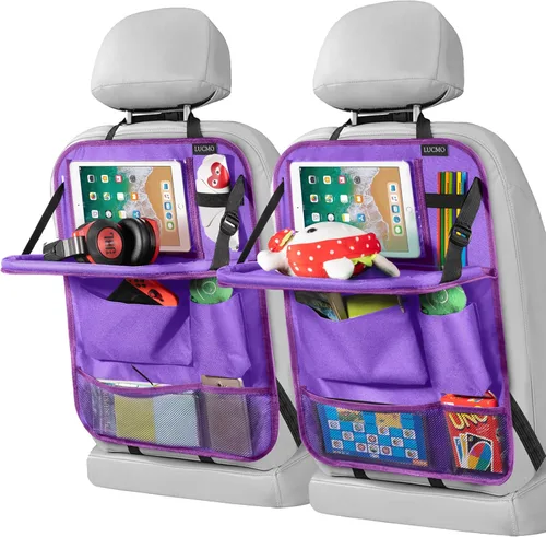 Vista 16 de LUCMO Organizador de asiento trasero de coche con soporte para tableta - 2 piezas, organizador de almacenamiento de coche con 6 bolsillos