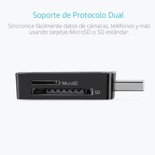 Vista 5 de Anker USB 3.0 8 en 1 lector de tarjeta portátil para SDXC, SDHC, SD, MMC, RS-MMC, Micro SDXC, Micro SD, Micro tarjeta SDHC y tarjetas UHS-I Para
