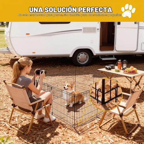 Vista 7 de Corralito plegable para perros, 24 pulgadas, 8 paneles, valla de ejercicio