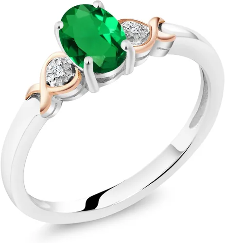 Vista 24 de Gem Stone King Anillo de compromiso de plata de ley 925 y oro rosa de 10 quilates, piedra preciosa ovalada de 0.276 x 0.197 in, con acento
