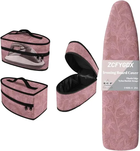 Vista 19 de Juego de funda para tabla de planchar 2 en 1 con correas de nailon y funda de hierro, funda protectora resistente a las manchas de 15 x 48 pulgadas