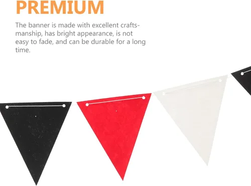 Vista 6 de 2 pancartas decorativas para fiestas, banderines negros, rojos, blancos, triangulares, suministros de fiesta de felicitaciones, suministros