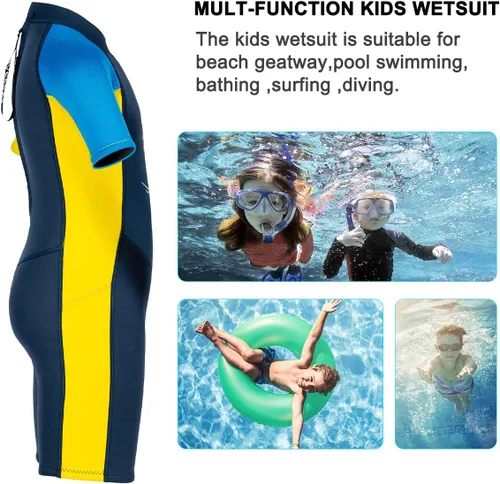 Vista 5 de Traje de neopreno completo para niños de 0.098 pulgadas (0.098 in), protección UV, mantiene el calor, trajes de neopreno de manga larga