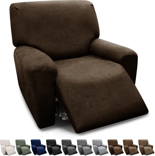 Vista 123 de Fundas para Sillón de 2 Piezas con Cojín en T, Fundas de Aspecto de Cuero para Sofá, Fundas para Sillas, Protector de Muebles Elástico, Funda