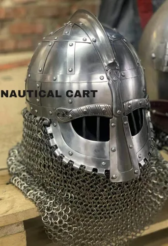 Vista 4 de BLUEBIRD MEDIEVAL - Casco de acero medieval con cadena para cosplay, SCALARP