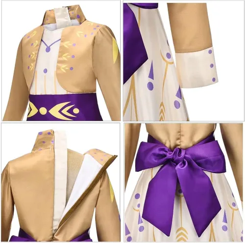 Vista 4 de SZ-TONDA Snow Queen Act 2 Dress - Girls Yellow Princess Costume Outfit Kid Ice Role Cosplay Birthday Party Apparel