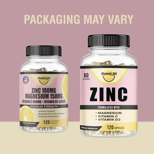Vista 2 de Zinc, Zinc 100 mg, Glicinato de Magnesio 150 mg, Vitamina D3 5000 UI, Vitamina C 500 mg por porción, Apoyo inmunológico, refuerzo inmunológico
