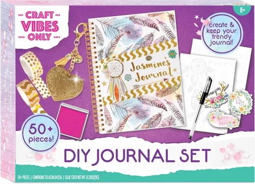 Vista 2 de Juego de diario Good Vibes de bricolaje solo por Craft Vibes - Diario personalizado - Diarios personalizados para niñas - Kit de álbum de recortes