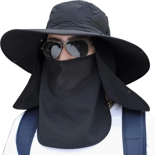 Vista 18 de Hombres Mujeres Safari Bucket Pesca Sombreros Sol Cubierta Cara Kcl015-lanse