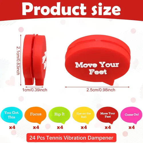 Vista 2 de Sosation 24 piezas de amortiguador de vibraciones de tenis colorido para raqueta de tenis para mujeres y hombres, accesorios de equipo, 6 estilos