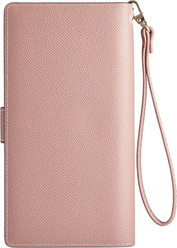 Vista 2 de Cartera organizadora de cuero para mujer con chequera y tarjetero - 2 estilos, Malva pálida-2, Classic