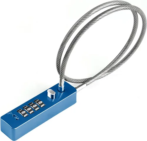 Vista 13 de Cerradura de combinación de cables intercambiables 3, 904EC-Negro 4-Digit Resettable Code Security for Travel, Outdoor Fence Gate, Ski, Scooter