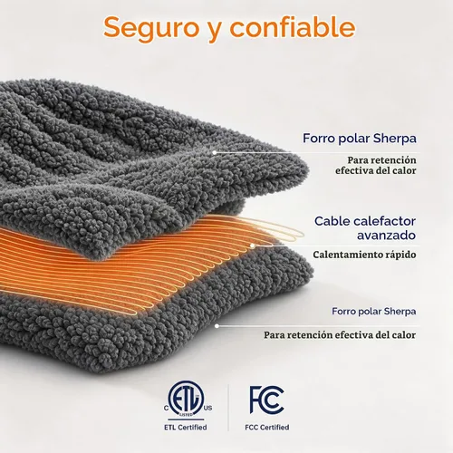 Vista 6 de ESTINGO Manta térmica, manta eléctrica de calentamiento rápido de 50 x 60 A-gris oscuro