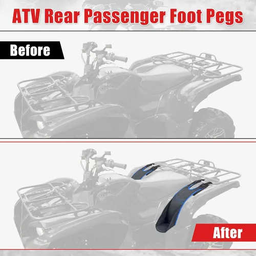 Vista 6 de Goldfire 2 piezas de reposapiés para asiento trasero de cuatrimoto, universales, ajustables, plegables, resistentes, se adapta a Polaris Sportsman