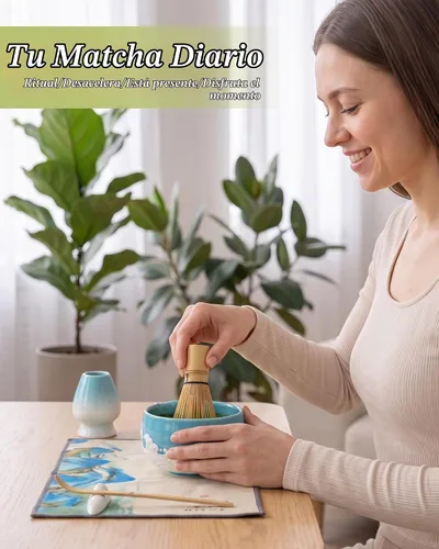 Vista 3 de Juego de batidor de matcha, juego de regalo completo de 7 piezas