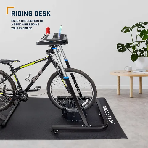 Vista 3 de Alpcour Soporte magnético para bicicleta para montar en interiores, con escritorio portátil de entrenamiento de bicicleta multitarea