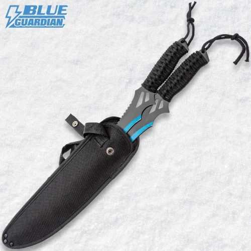 Vista 8 de BUDK Blue Guardian - Juego de machetes gemelos con funda Cuchillas de acero inoxidable de 11 pulgadas