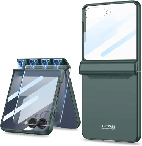 Vista 11 de Protección magnética de bisagra y funda protectora de cámara de lente integrada para Samsung Galaxy Z Flip 4 (negro)