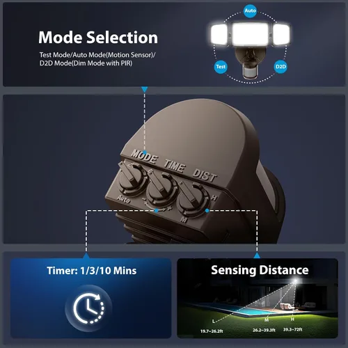 Vista 8 de Onforu Luces LED con sensor de movimiento de 100 W, luz de inundación del anochecer al amanecer, sensor de movimiento al aire libre, luces