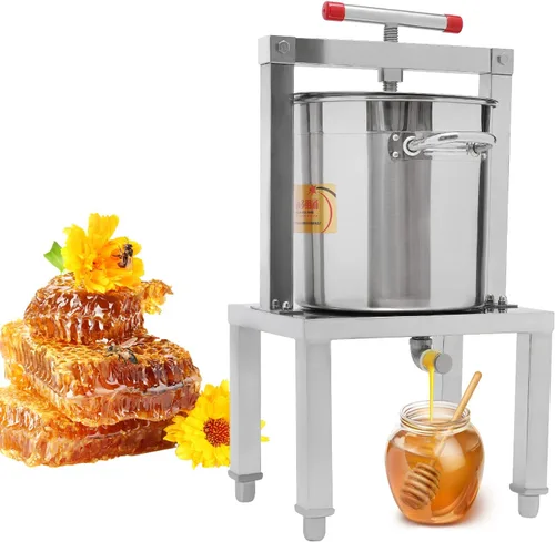 Vista 3 de LYNICESHOP Prensa de vino de frutas, prensa manual de miel de fruta grande, extractor de cera de abeja, máquina de apicultura, sidra, vino, uva