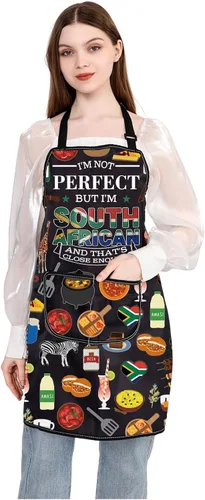 Vista 2 de JXGZSO South Africa Kitchen Apron South Africa Culture Gift South Africa Adjustable Apron South Africa Travel Souvenir Gift
