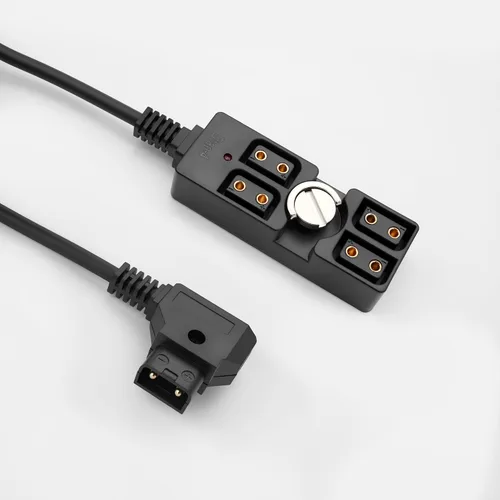 Vista 3 de D-tap macho a 4 puertos hembra Divisor Cable de alimentación Conector Hub con luz indicadora y montaje de 1/4" adecuado para Anton Bauer V-Mount