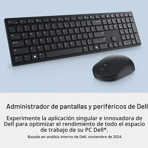 Vista 4 de Dell Teclado y mouse inalámbricos avanzados - KM520 - Inalámbrico, interfaz de 2.4 GHz, receptor inalámbrico USB, volumen, teclas de acceso rápido