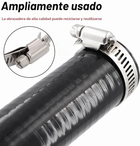 Vista 6 de 90 Grados ID 1 Pulgada (25mm) Manguera de Acoplador Reductor de Silicona Negra, 4 Capas Reforzadas, Longitud de Pata 4 Pulgadas (102mm) con 2