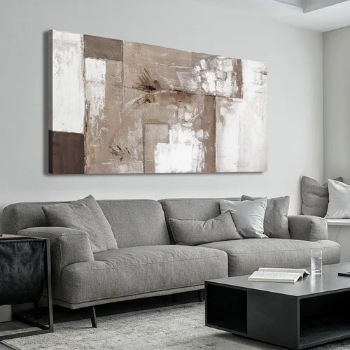 Vista 19 de YISXINOAG Arte Abstracto para Pared Decoración Habitación Grunge Arte Abstracto de Pared Marrón Gris Arte de Lienzo de Pared 20" X 40" Pintura Arte