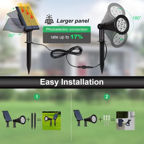 Vista 5 de T-SUNUS Paquete de 6 focos solares para paisajes que cambian de color, luces solares impermeables para exteriores, luz de estanque de jardín, luz