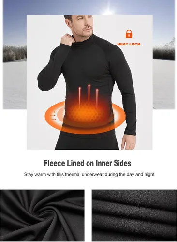 Vista 2 de Paquete de 4 camisas térmicas de compresión de manga larga con cuello alto para hombre