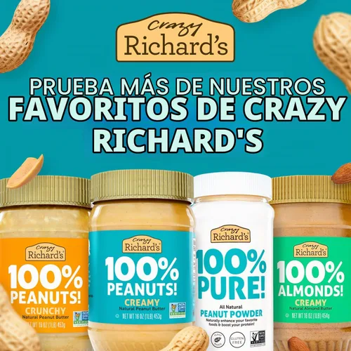 Vista 5 de Polvo de maní Pure PB marca Crazy Richards en bolsas resellables de 2 libras