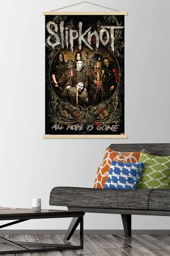 Vista 2 de Trends International Slipknot - Póster de pared Hope Is Gone, 22.375 x 34 pulgadas, paquete de impresión premium y colgador de madera de haya