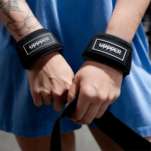 Vista 5 de UPPPER Correas de levantamiento de pesas con neopreno acolchado para peso muerto, entrenamiento de fuerza, entrenamientos de gimnasio, correas