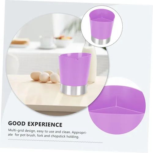 Vista 7 de Healeved Cubo de paja de tres compartimentos Soporte multifunción Estuche de almacenamiento de pajitas Cucharas Cubo de almacenamiento para el hogar