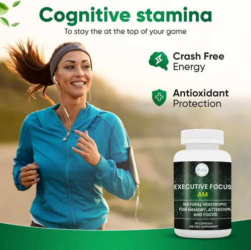 Vista 2 de AM Suplemento cerebral nootrópico – Memoria, enfoque y claridad mental – Energía limpia sin nerviosismo – Impulso cognitivo para atención