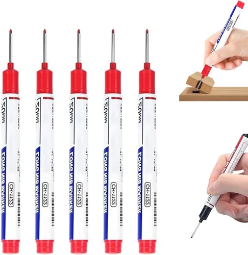 Vista 17 de 5PCS Long Head Deep Hole Markers, 45MM Long Nib Oil Ink Carpenter Pen 45MM Black