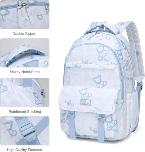 Vista 5 de CaranY Mochila multiusos para niños, impermeable, espaciosa, ligera, para libros escolares, 2-azul aguamarina, Classic