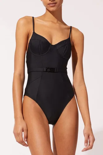 Vista 2 de Solid Striped Traje de baño de una pieza para mujer The Spencer