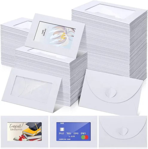 Vista 14 de Uiifan 300 Sobres con Ventana para Tarjetas de Regalo de 4 x 2.8 Pulgadas, Fundas para Tarjetas de Regalo, Mini Sobres con Cierre