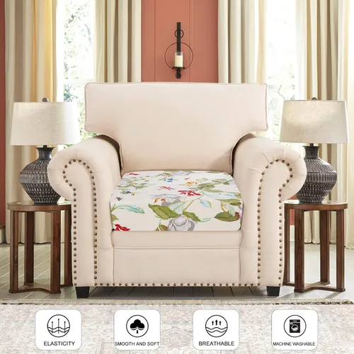 Vista 3 de SearchI Fundas de cojín elásticas impresas para sofá, fundas de cojín de repuesto para sofá, protector de muebles suave con parte inferior elástica