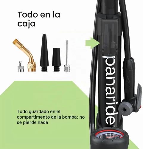 Vista 7 de Bomba de bicicleta de suelo, inflador avanzado de neumáticos de bicicleta, bomba de aire manual para bicicleta con válvulas Presta y Schrader