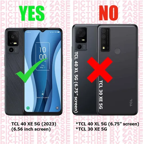 Vista 2 de Zase TCL 40 XE 5G (Verizon) - Funda protectora para teléfono, bonita mujer, de piel sintética de alta calidad, con función atril, soporte
