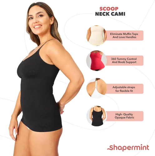 Vista 5 de Shapermint - Camisola de compresión con cuello redondo, control de abdomen y cintura, faja moldeadora